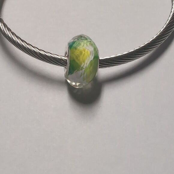 Clear‎ with Green Artistic Background Charm for Pandora Style Bracelet - Picture 1 of 5